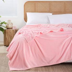 King Size Throw Blanket for Bed, Pink Soft Warm Fuzzy Cozy Fleece Blankets for Women Men Gift, Plush Microfiber Flannel Blanket Suitable for All Seasons, 108x90 Inches