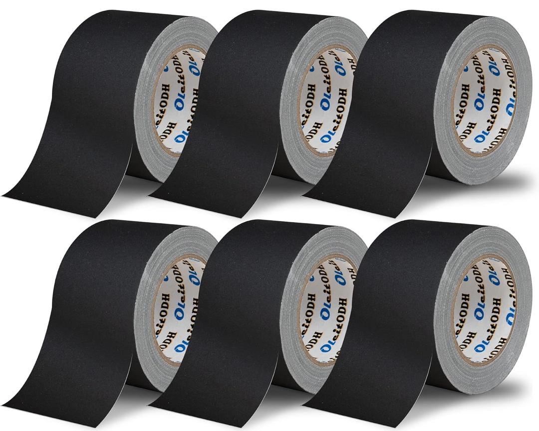 3 Inch Black Gaffers Tape Bulk, 6 Roll Multi Pack, 30 Yards per Roll, Heavy Duty Gaffers Tape Easy Tear, Non Residue Gaff Tape, Waterproof Matte Cloth Gaffing Tape for Photography, Filming, Stage Use