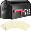 Saillong Galvanized Steel Black Post Mount Mailbox - 5 Sets Reflective Mailbox Number Stickers
