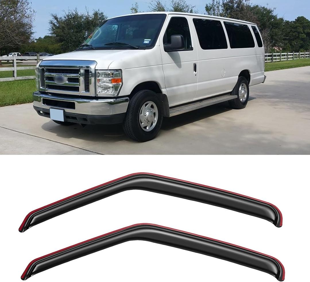 in-Channel Window Visors Rain Guards Shield for 2007-2014 Ford E-150/E-250/E-350/E-450 Super Duty, Window Vent Wind Deflectors Visors Shades for 07-14 E150 E250 E350 E450