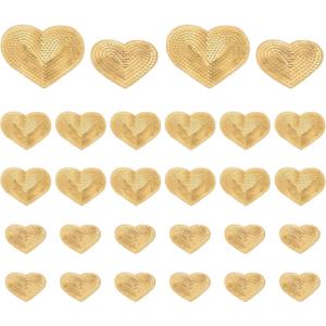 PATIKIL Sequin Heart Iron on Patches, 28 Pcs Sew on Applique Patch Embroidery Sequin Glitter Patches for DIY Shoes Clothes Hats Backpacks Costume, Gold