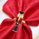 6Pcs Nutcracker Napkin Rings Metal Christmas Napkin Buckle Decoration for Holiday Dining Table Party Wedding Tabletop Decor