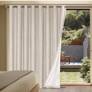 H.VERSAILTEX Linen Blackout Curtain Durable Thick Textured Linen Look 100% Blackout Patio Door Curtain Anti Rust Grommet Extra Wide Sliding Door Curtain Panel, W100 x L84 inch - Natural