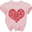 Toddler Valentine's Day Shirts Boys Girls Love Heart Graphic T-Shirt Valentine Short Sleeve Tee Tops