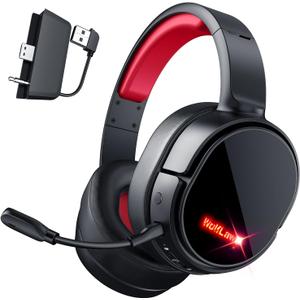 X1 Wireless Gaming Headset for Xbox Series X|S, Xbox One, PS5, PC, Mac, Nintendo Switch, Bluetooth Over Ear Gaming Headphones with Detachable Noise Canceling Microphone, 40H Battery - Red