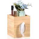 Tissue Box Cover, Bamboo Tissue Box Cover with Storage Tray Square Tissue Box Covers Holder for Bathroom, Bedroom, Dinner Table, Office, Tabletop 6" x 6" x 7.4"