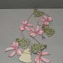 Cinnvoice Christmas Tree and Bow Wooden Beads Garland Pink and Green Rustic Country Decor 8.2 ft Farmhouse Wood Banner Cute Hanging Ornaments Party Sign Decor for Festive Home Mantel Fireplace Window