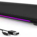 Computer Speakers for Desktop PC, Gaming PC Sound Bar, Plug and Play - USB Power with 3.5mm Audio, RGB Gradient Lighting, One-knob Control, for Computers/Laptops/Monitors