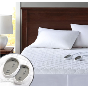 Degrees of Comfort Dual Control California King Heated Mattress Pad | Electric Bed Warmer W/Adjustable Zone Heating | Fit Up to 15 Inch | 12.5ft Long Cord, White