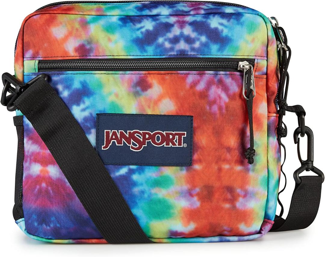 JanSport Central Adaptive Accessory Bag Wheelchair & Walker Compatible, Versatile Carry Options, Tuck-Away Adjustable Loops, SaniStash Pocket for Easy Access, Red/Multi Hippie Days