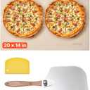 VEVOR Pizza Stone, 20 x 14 x 0.6 in Rectangular Cordierite Pizza Stone, 1450 Heat-Resistant Cook Stone, Extra Large Baking-Stone with Metal Peel, Scraper, for Kitchen Bake Oven, BBQ Grill