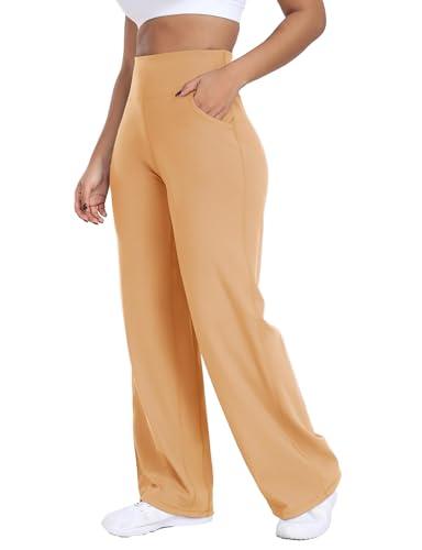 ESOFT Wide Leg Pants Women High-Waisted Yoga Work Dress Pants with Pockets, Casual Sweatpants, Petite/Regular, Size M