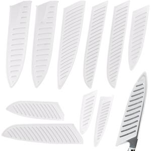 Safety Knife Cover Sleeves, 10 Pack Universal Knife Guards Set, Knife Edge Guards Blade for Ceramic Knife Kitchen Paring Knife Bread Knife, Kitchen Knife Sheath, 5 Sizes, 8 Styles, White