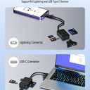 Memory Card Reader, 6in1 USB 3.0 and Lightning to SD Micro SD MS CF Card Reader Adapter with 5Gbps USB-A/C Data Ports, 4 Cards Simultaneously Read and Write, for iPhone, Laptop, MacBook, iPad and More