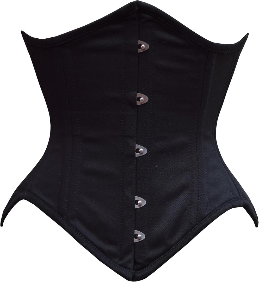 Women's Underbust Waist Training Steel Boned Corsets Heavy Duty Womens Corsets (X-Small, Corset 03 - Cotton Black)
