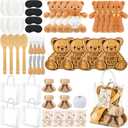 4 Sets/40pack Baby Shower Game & Prizes - 4 Set Blindfolded Diaper Changing Baby Shower Games and 4 Set Game Prizes for Winners Include Cutting Board Plush Bear Diaper Blindfold Knives Fork Spoon Towel