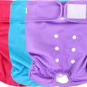 wegreeco Washable Reusable Premium Female Dog Diapers, Medium Large Small Dog Doggie Puppy & Doggy Diapers Female,Period Panties in Heat (Pack of 3, Large)