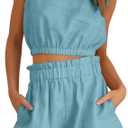 FANCYINN Women Summer  Outfit Casual Crop Top Tank Sleeveless  (Large)