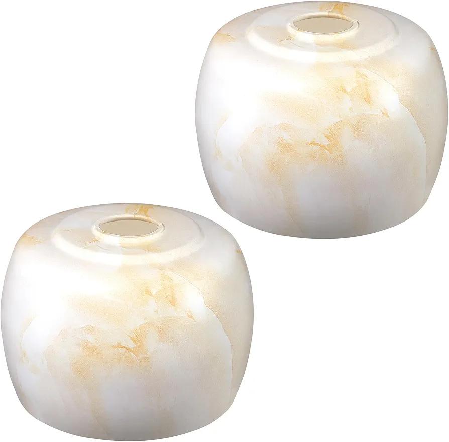 2 Pack 7.3" Alabaster Glass Covers Shade Pendant Ceiling Chandelier Wall Sconce Lamp Replacement Fixture,1.66" Fitter Size,5.5" high*7.3" diameter