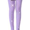 LUCKELF Girls Glitter Tights, Soft Opaque Tights Sparkle Rhinestone Tights School Dress Dance Stockings (4-6 Years, Light Purple)