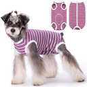 Coppthinktu Recovery Suit for Dogs Female Dog Onesie After Surgery Spay, Soft Surgical Pajamas Post-Op Bodysuits for Small Dogs Puppy, Abdominal Wounds Prevent Licking Cone E-Collar Alternative(Small, Purple Stripe)