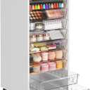 WOPITUES Storage Drawer Cart, Mobile Storage Cabinet, Makeup Storage with 10 Large Clear Drawers, Utility Wooden Rolling Cart on Wheels, for Cosmetic, Art Craft, Office Supplies, Toy, White