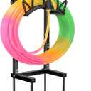 HZE Garden Hose Holder, Freestanding Water Hose Holder Stand for Outside, Heavy Duty Detachable Metal Garden Tube Storage Hanger Rack Holds 160 FT for Yard Lawn Farm, Black