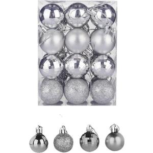 Christmas Balls,24PCS Ornaments for Xmas Tree,1.57INCH Hanging Ball for Small Christmas Tree Decorations,Party Decorations (Silver)