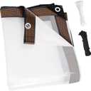 ZYP 10x10 FT Heavy Duty Clear Waterproof Tarps Outdoor Garden Rainproof Covering,Clear Vinyl Tarp with Grommets,Transparent Waterproof Tarpaulin for Covering Henhouse Porch Canopy Plant Camping