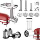 Meat Grinder and Cheese Grater Attachment for KitchenAid Stand Mixer, Slicer Shredder & Meat Grinder with Sausage Stuffer, 2 Pcs for Kitchen Aid Accessories and Attachments