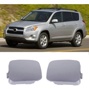 2Pcs Right + Left Side Front Bumper Tow Hook Eye Cover Cap for Toyota RAV4 2009 2010 2011 2012 Silver
