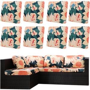 8Pcs Outdoor Cushion Covers, Patio Cushion Covers,Stretch Elastic Slipcovers, Replacement Washable & Reusable Furniture Protector for Patio Couch(Sunflower,8PCS)