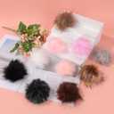 20pcs Faux Fur Pom Poms, Fluffy Imitation Fox Fur Pompom Balls with Elastic Loop for Knitting Hats Beanies Scarves Gloves Bags Keychains DIY Crafts Crochet Accessories