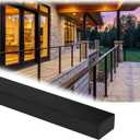 Zylorix 1Pack 10FT Stainless Steel T304 Black Handrail, 2" W x 1" H Rectangular Cuttable Handrail with End Cap Screw, Flat Top Rail for Indoor Outdoor Deck Stair Cable Railing System Post Kit