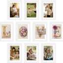 upsimples 5x7 Picture Frame Set of 10, Display Pictures 4x6 with Mat or 5x7 Without, Multi Photo Frames Collage for Wall or Tabletop Display, White