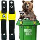 Critter Clip Trash Can Locks for Animals Heavy Duty Bear Proof Trash Can Lid Lock with Buckles and Straps for Outdoor Use Racoon Straps for Garbage Lids Quick Setup Deterrent for Securing Bins-2PCS