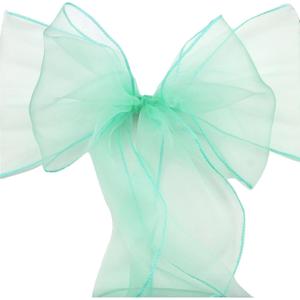 50 Pcs Organza Chair Sashes for Wedding Decoration Banquet Party Event Supplies Chair Bows Ties Cover Bands - Mint Green