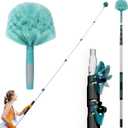 TelesPro 30 Feet High Reach Cobweb Duster with 6-24Ft Extension Pole, Webster Cobweb Duster with 5-Stage Telescopic Aluminum Pole, Spider Web Brush for Outdoor & Indoor Cleaning - Soft Bristles.