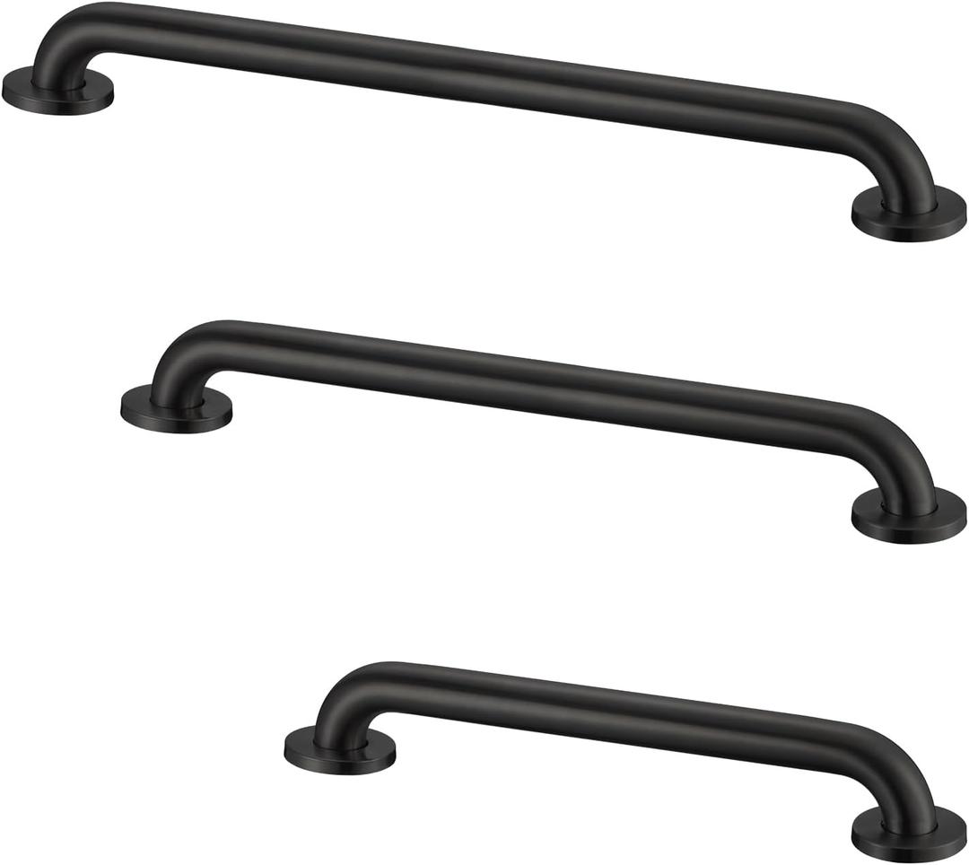 Grab Bar Bundle for ADA Compliance, Matte Black Stainless Steel Grab Bar Set for Commercial and Residential Restrooms, 1.5" Diameter - 18", 36", 42" - Pack of 3