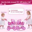 BABESIDE Baby Doll Stroller Set for 1012 Inch Dolls Only, 10-Piece Doll Stroller with Feeding & Care Accessories, 18-Inch Handle Height, Pretend Play Toy for Girls (Doll Not Included)