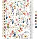 2026 Planner, Weekly and Monthly Calendar Planner for Women, Jan 2026 - Dec 2026, Hardcover Planning Agenda Book with Tabs, Spiral Bound, Inner Pocket, Perfect for School Office Supplies, 6.3" x 8.5" - Wildflowers