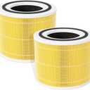 Fil-fresh Core 300 Replacement Filter, Compatible with LEVOIT 300 and Core 300S Air Purifier, Ideal for Pet Care, H13 True HEPA Filters and Activated Carbon, Replace Core 300-RF-PA, 2-Pack (7.6" x 7.6" x 5.8", Yellow)