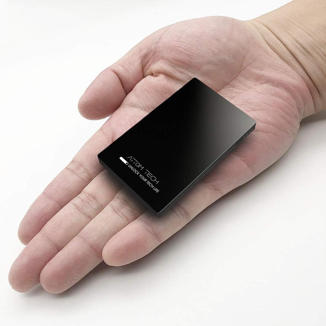 Dual USB Output Super Slim Power Bank Ultra Thin, 3000mAh Portable Charger Mini External Phone Battery Pack Small Dual Outlet, Emergency Phone Power Backup (Black)