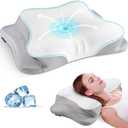 Mokaloo Cervical Neck Pillow - Neck Pillows for Pain Relief, Cooling Ergonomic Pillow for Sleeping, Orthopedic Contour Memory Foam Pillows for Side, Back & Stomach Sleepers (Grey&Grey)