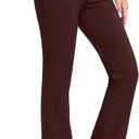 Rammus Womens High Waist Yoga Dress Pants with Pockets Stretch Work Pants for Women Bootcut Leg Slacks for Office Casual (Small, Brown)