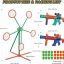 Shooting Games Toys for Age 5 6 7 8 9 10+ Year Old Boys, Kids Toy Sports & Outdoor Game with Moving Shooting Target & 2 Popper Air Toy Guns & 24 Foam Balls, Gifts for Boys and Girls