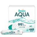Pampers Aqua Pure Baby Wipes, 99% Water, Unscented, 8-Pack 448 Total Wipes