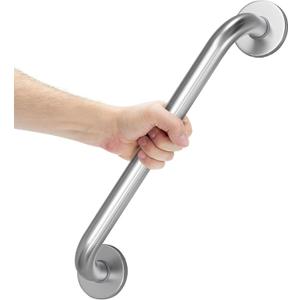 AmazerBath Shower Grab Bars for Seniors Anti Slip, Bath Safety Grab Bar for Needy, Stainless Steel Bathroom Safety Grab Bars, Thickened Bar Bigger Base Holds 500LBS, 16" L x 1" D, Brushed Nickel