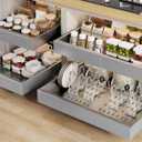 Seinloes 4 Pack Pull out Cabinet Organizer 21"Deep With Raising Pad for Framed Cabinets, Expandable Slide out Drawers for Kitchen Cabinets with 4pcs Divider Racks,Roll out Shelves 12.1"-20.4" W Silver