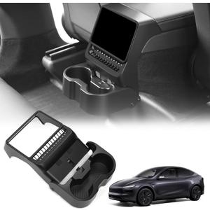 Rear Cup Holder for Tesla Model Y Juniper 2026/ Model 3 Highland 2025 2026, Rear Center Console Cup Drink Holder, No Drilling, Anti-Slip & Secure Fit Accessories for Model Y Juniper Back Seat